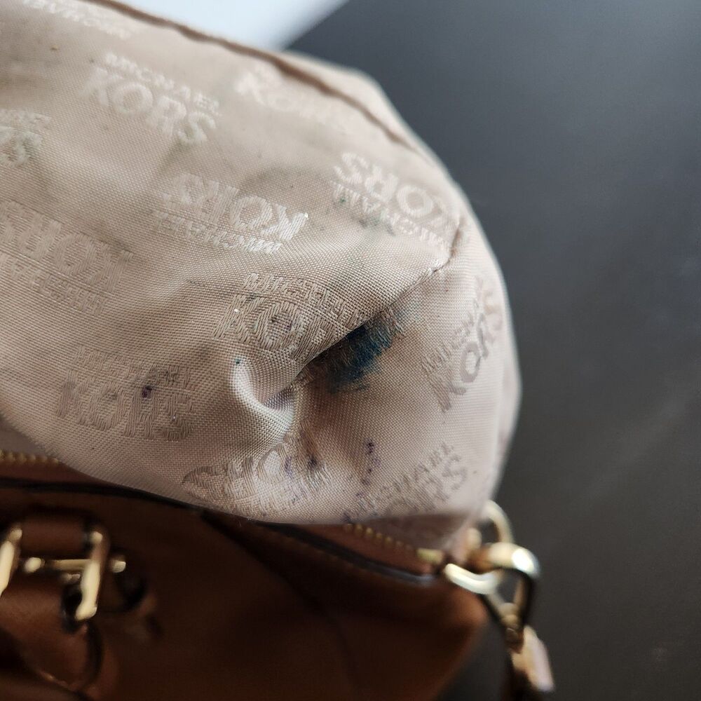 Michael Kors Ciara Studded‎ Satchel-shoulder & hand straps cognac leather - Picture 8 of 12